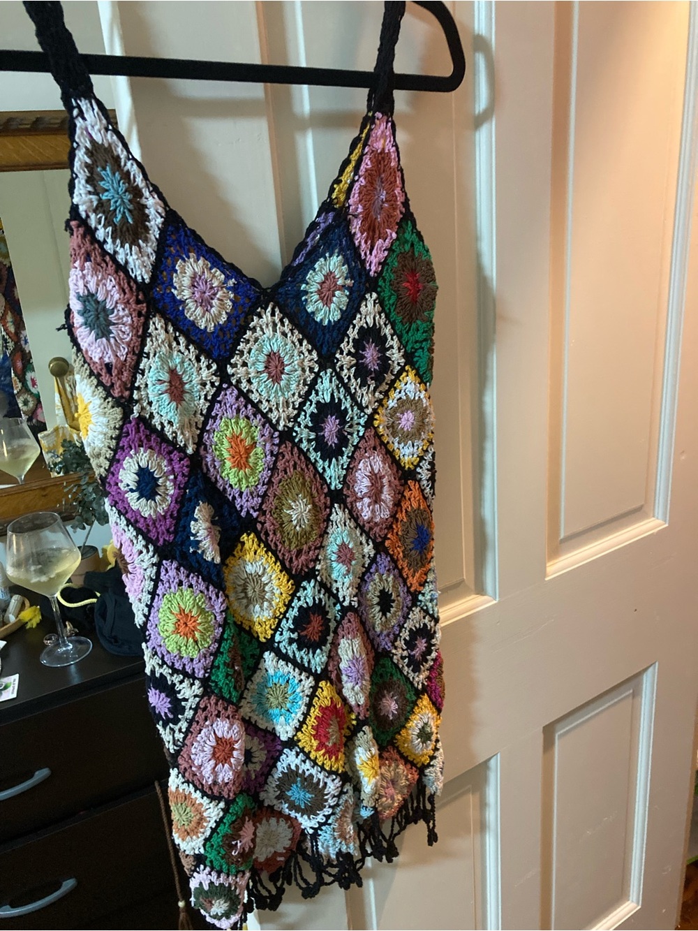 Multicolor Vintage Crochet Cover-Up Dress